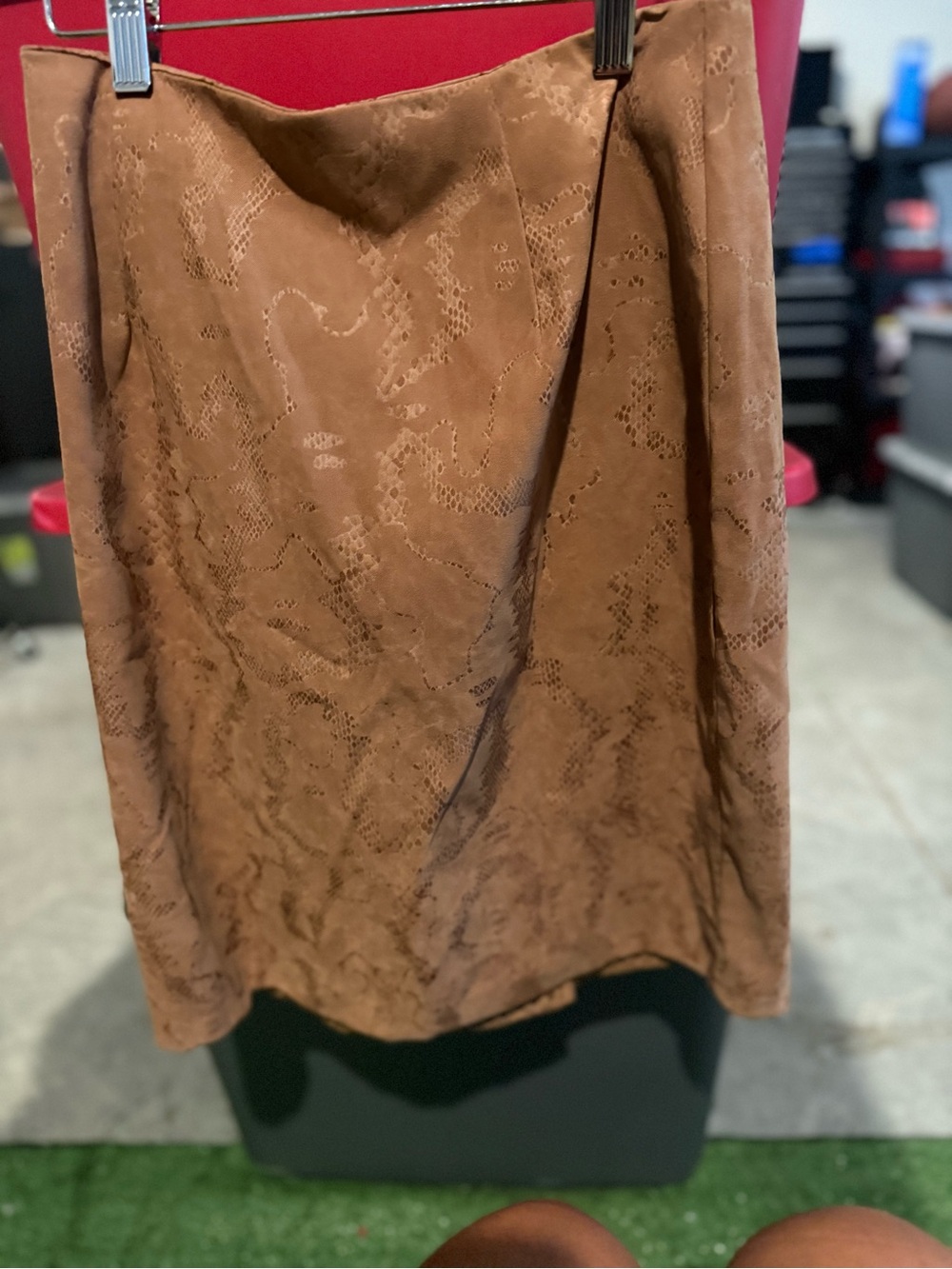 Brown Suede-Look knee Skirt 100